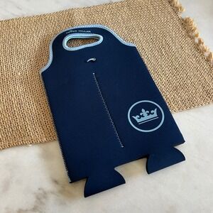 Peter Millar Navy Neoprene Double Wine Bottle Carrier Bag Crown Logo